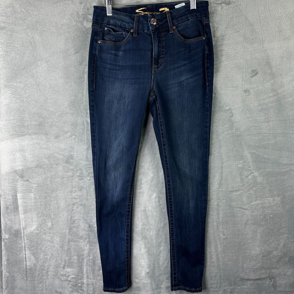 seven 7 tummy less high rise‎ skinny jeans womens 6 blue stretch denim (28x28.5)